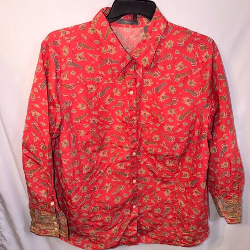 {Plus Size} Liz Claiborne Button-Down Blouse~ Size 2X~ Pink Paisley (G9)